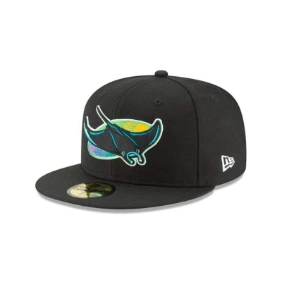 Black Tampa Bay Rays Hat - New Era MLB 1998 Cooperstown Wool 59FIFTY Fitted Caps USA7385021